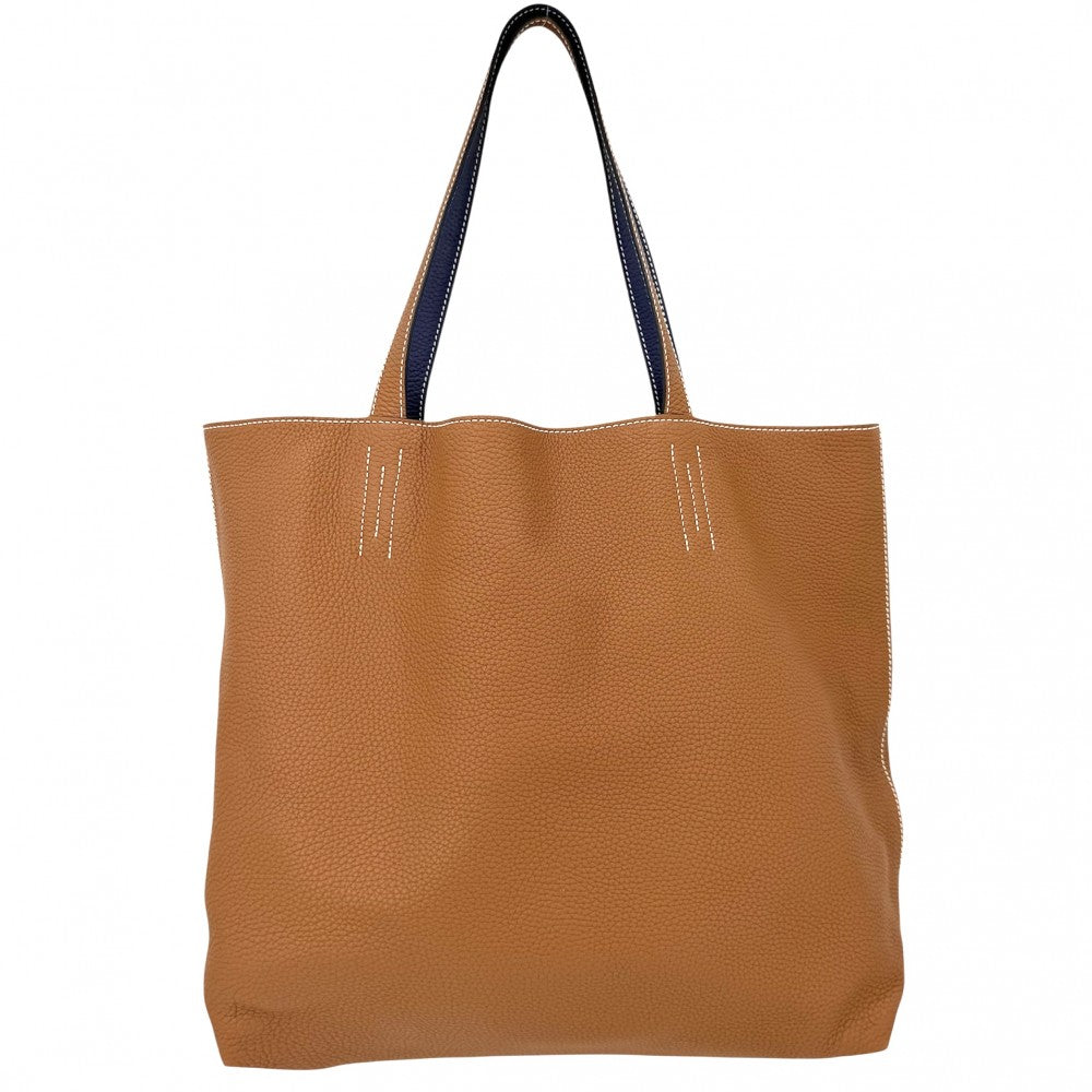 【開店SALE】 HERMES エルメス トートバッグ ドゥブルセンス45 リバーシブル ハンドバッグ Double Sens C刻印 トリヨンクレマンス ネイビー 紺 ブラウン 茶 レディース 2018年【中古品】