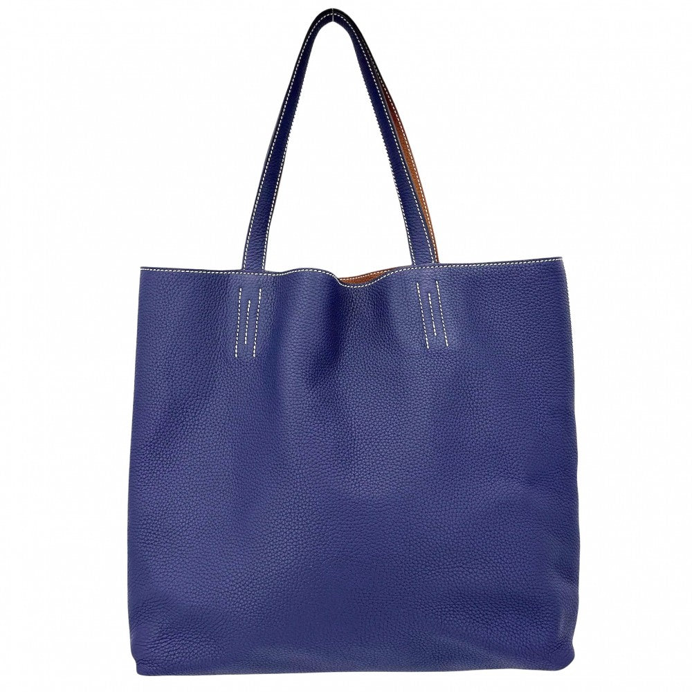 【開店SALE】 HERMES エルメス トートバッグ ドゥブルセンス45 リバーシブル ハンドバッグ Double Sens C刻印 トリヨンクレマンス ネイビー 紺 ブラウン 茶 レディース 2018年【中古品】