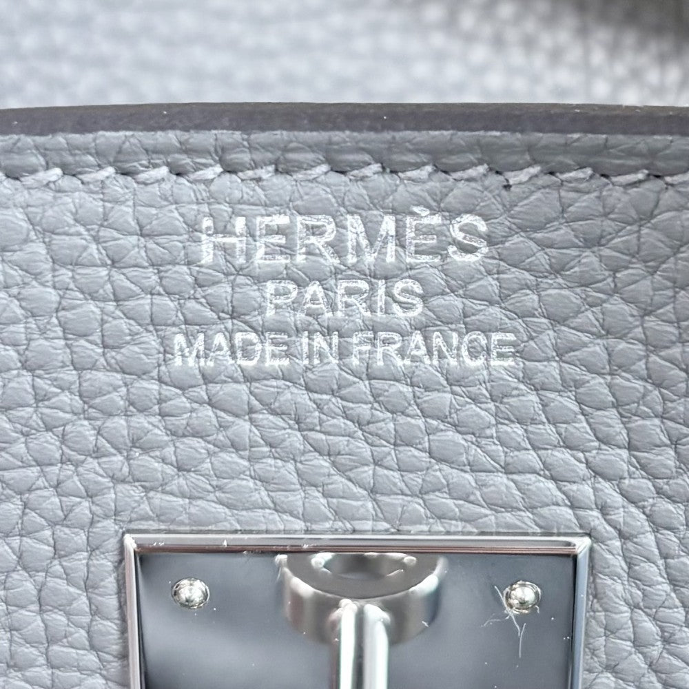 HERMES エルメス ハンドバッグ バーキン40 内縫い グレー メンズ レディース W刻印 トゴ グリメイヤー シルバー金具 ユニセックス 2024年【中古品】