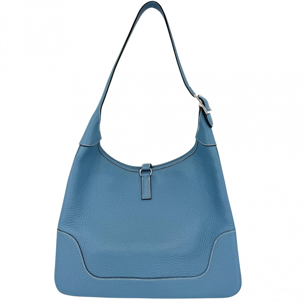 HERMES エルメス ショルダーバッグ トリム35 ワンショルダー □H刻印 レザー ブルー系 シルバー金具 レディース 2004年【中古品】