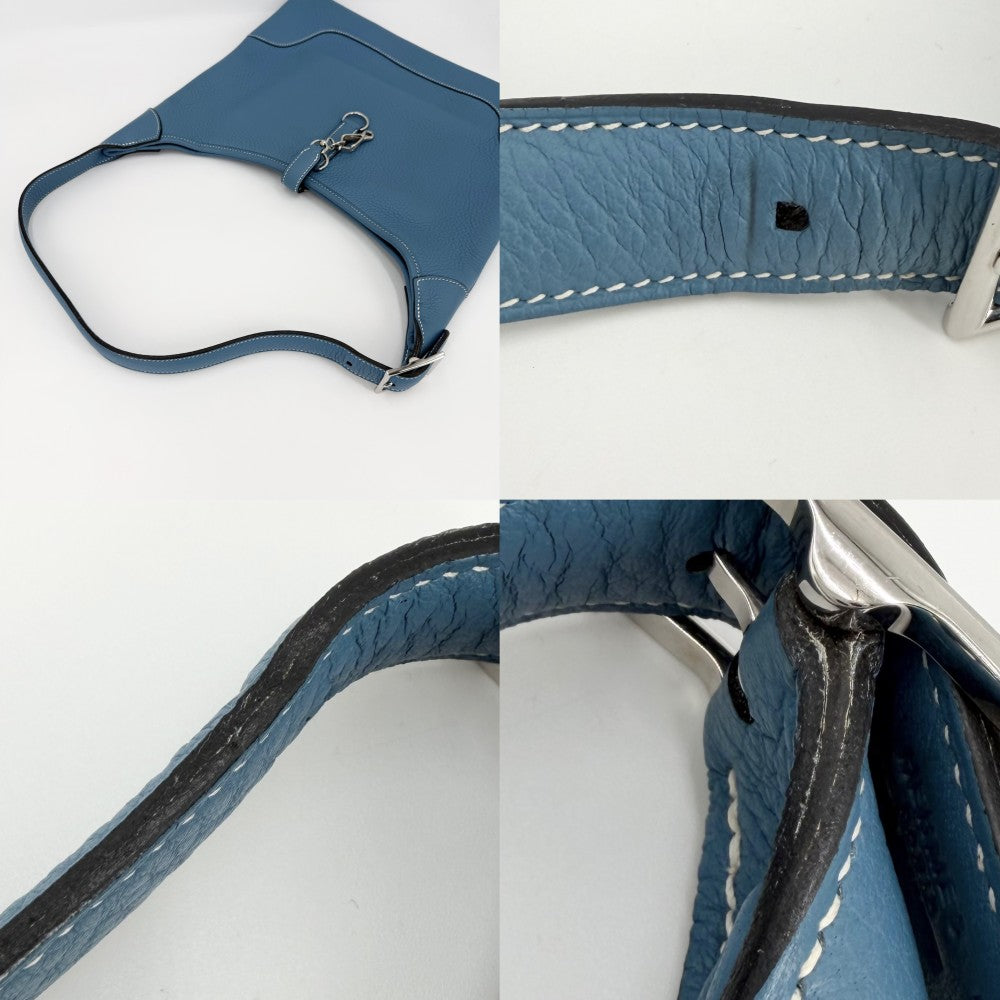 HERMES エルメス ショルダーバッグ トリム35 ワンショルダー □H刻印 レザー ブルー系 シルバー金具 レディース 2004年【中古品】