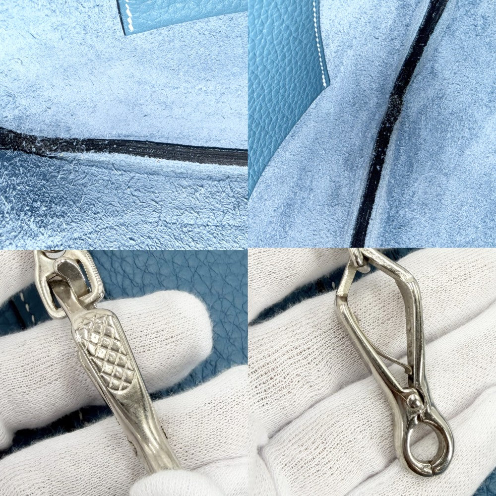 HERMES エルメス ショルダーバッグ トリム35 ワンショルダー □H刻印 レザー ブルー系 シルバー金具 レディース 2004年【中古品】