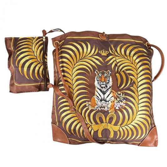 HERMES エルメス ショルダーバッグ 王者の虎 シルキーシティMM Tigre Royal ◻︎L刻印 シルク レザー マルチカラー ゴールド金具 レディース 2008年【中古品】