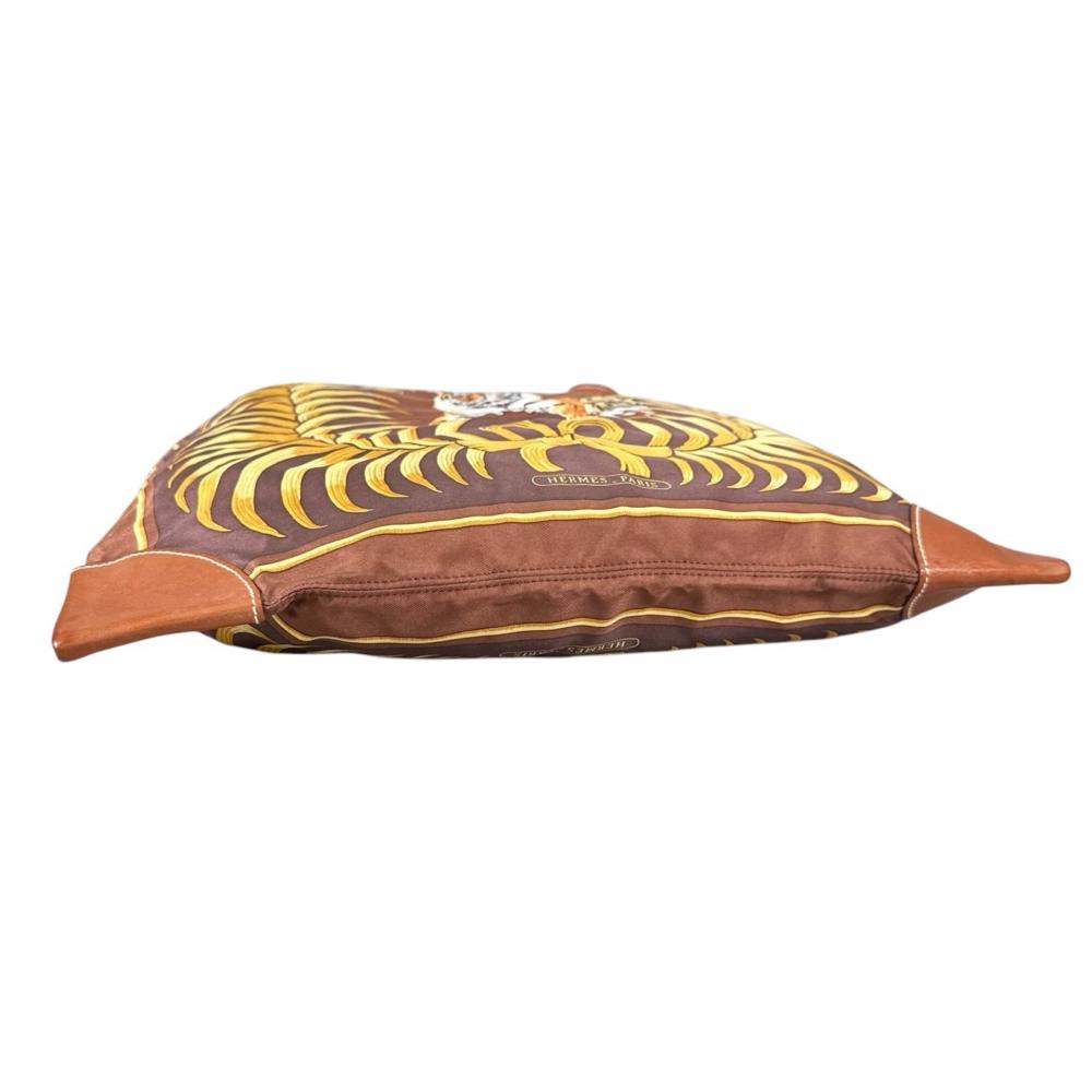 HERMES エルメス ショルダーバッグ 王者の虎 シルキーシティMM Tigre Royal ◻︎L刻印 シルク レザー マルチカラー ゴールド金具 レディース 2008年【中古品】