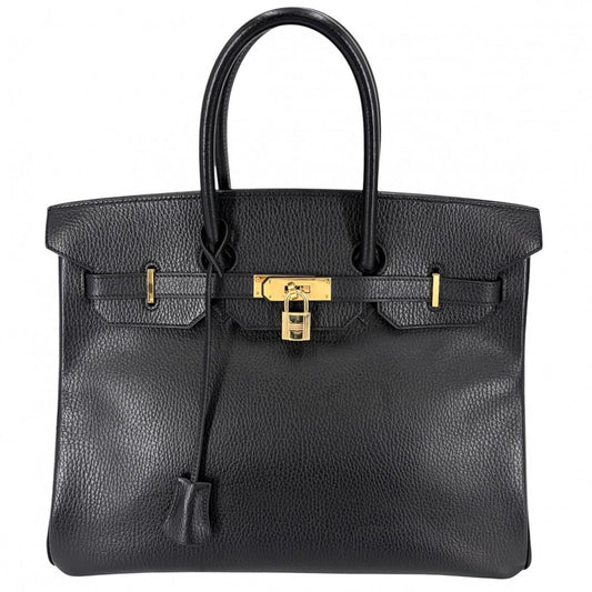 HERMES エルメス ハンドバッグ バーキン35 内縫い □C刻印 レザー ブラック 黒 ゴールド金具 レディース 1999年【中古品】