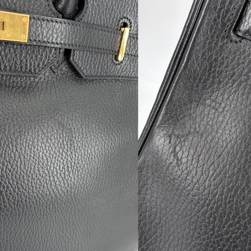 HERMES エルメス ハンドバッグ バーキン35 内縫い □C刻印 レザー ブラック 黒 ゴールド金具 レディース 1999年【中古品】