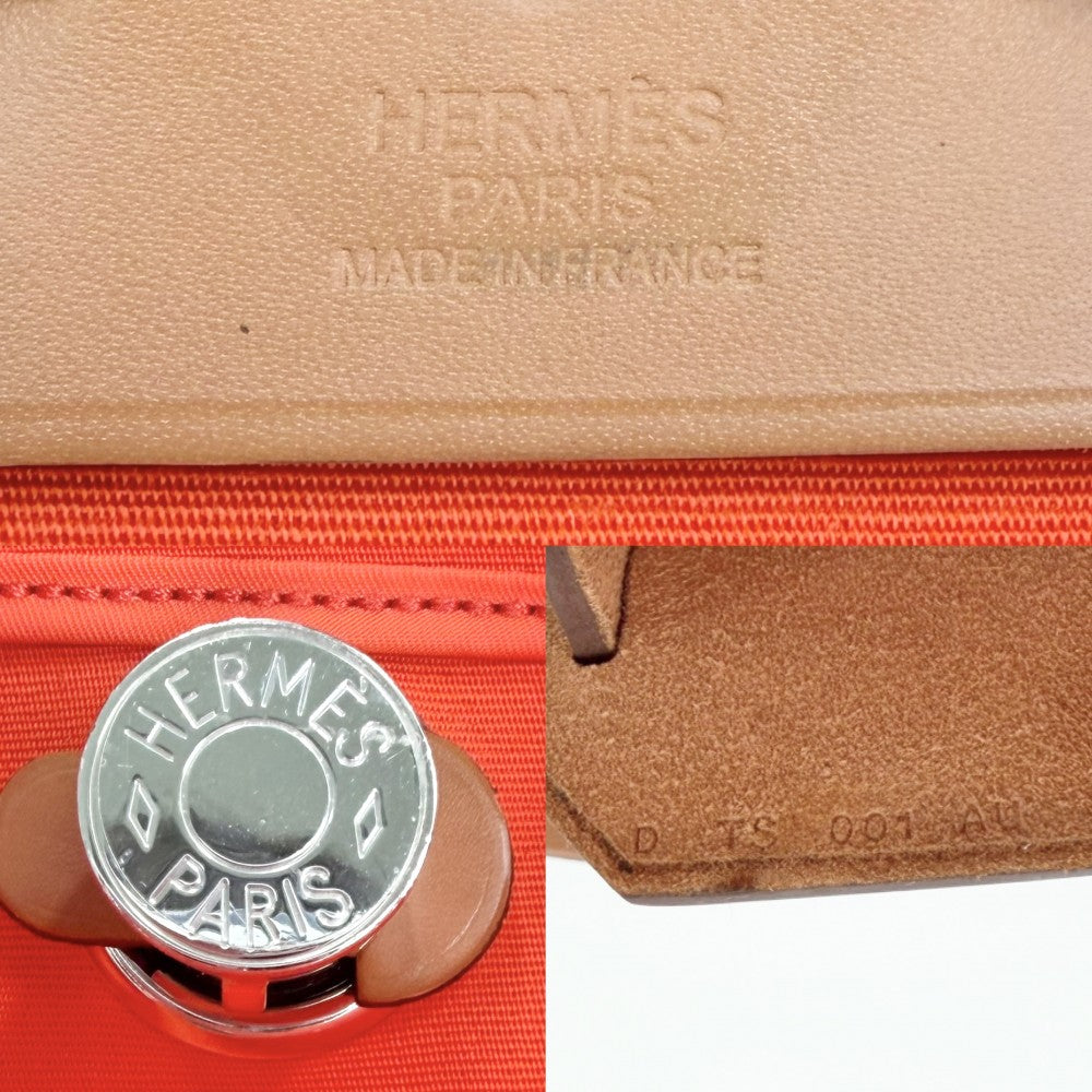 HERMES エルメス 2WAY エールバッグPM ハンドバッグ ショルダーバッグ D刻印 レザー キャンバス オレンジ ブラウン 茶 シルバー金具 レディース 2019年【中古品】