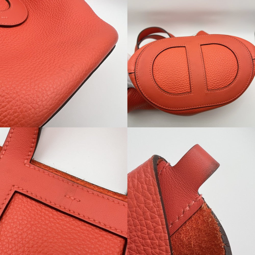 HERMES エルメス ハンドバッグ インザループ18 シェーヌピコ 小さめ W刻印 トリヨンクレマンス オレンジ系 シルバー金具 レディース 2024年【中古品】
