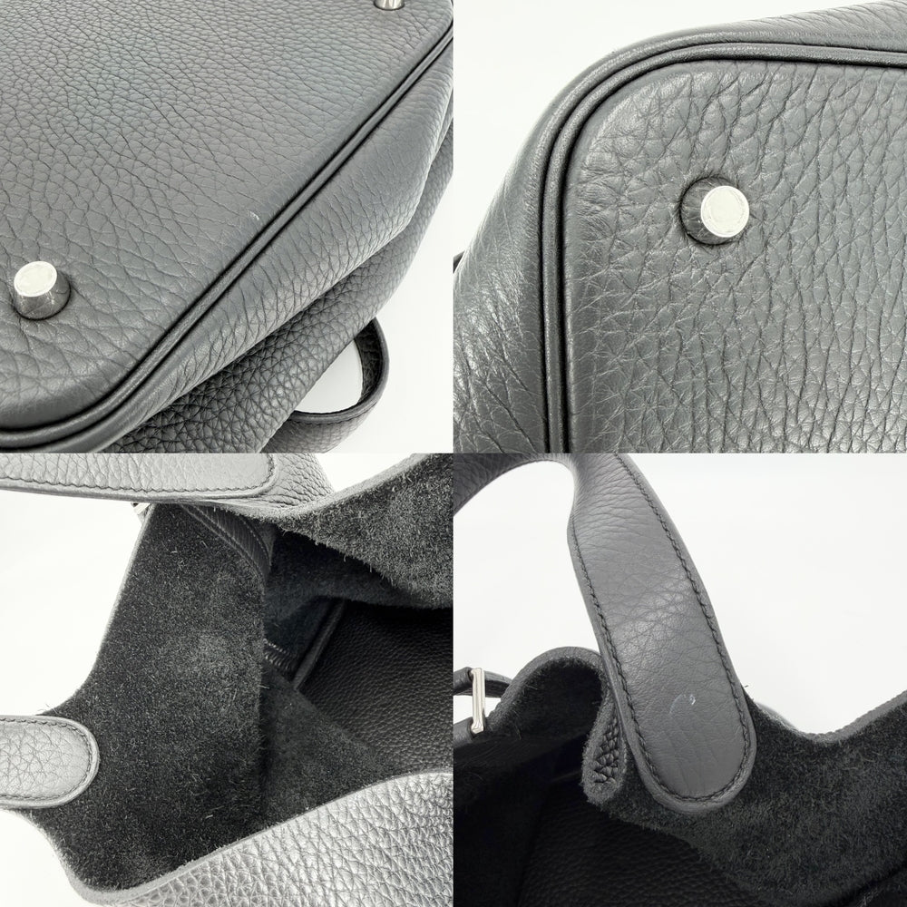HERMES エルメス ハンドバッグ ピコタンロックMM W刻印 レザー ブラック 黒 シルバー金具 レディース 2024年【中古品】