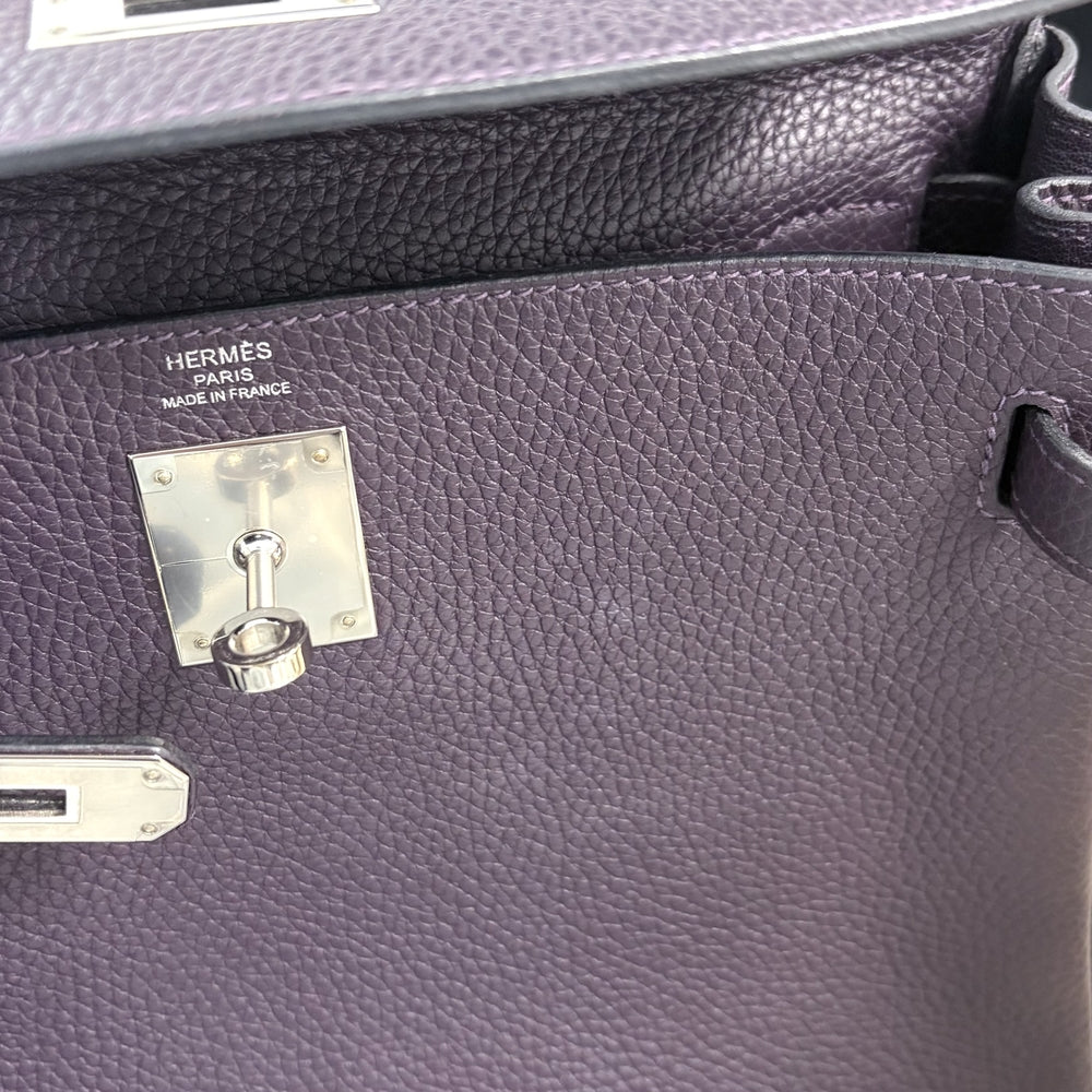 HERMES エルメス 2WAY ケリー28 トリヨンクレマンス ショルダーバッグ ハンドバッグ D刻印 トリヨンクレマンス パープル 紫
 シルバー金具 レディース 2019年【中古品】