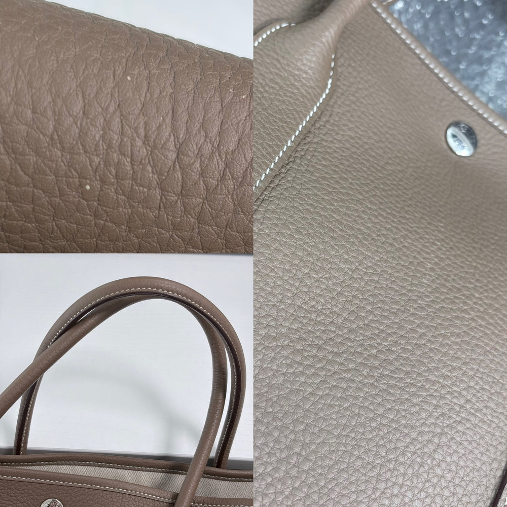 HERMES エルメス ハンドバッグ ガーデンパーティPM トートバッグ Y刻印 レザー ブラウン 茶 シルバー金具 レディース 2020年【中古品】