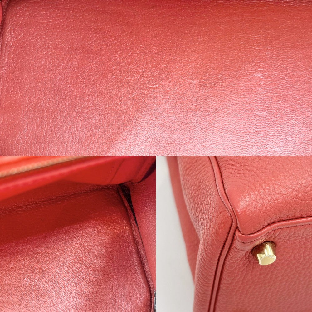 【開店SALE】 HERMES エルメス 2WAY ケリー28 内縫い ハンドバッグ ショルダーバッグ 鞄 かばん □R刻印 トリヨンクレマンス オレンジレッド系 ゴールド金具 レディース 2014年【中古品】