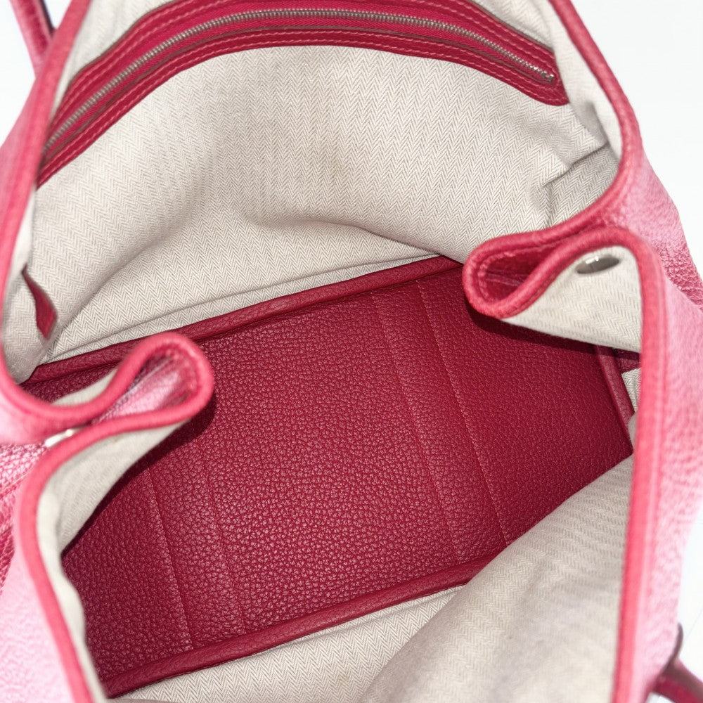 HERMES エルメス ハンドバッグ ガーデンパーティPM トートバッグ かばん 鞄 □Q刻印 レザー レッド 赤 シルバー金具 レディース 2013年【中古品】