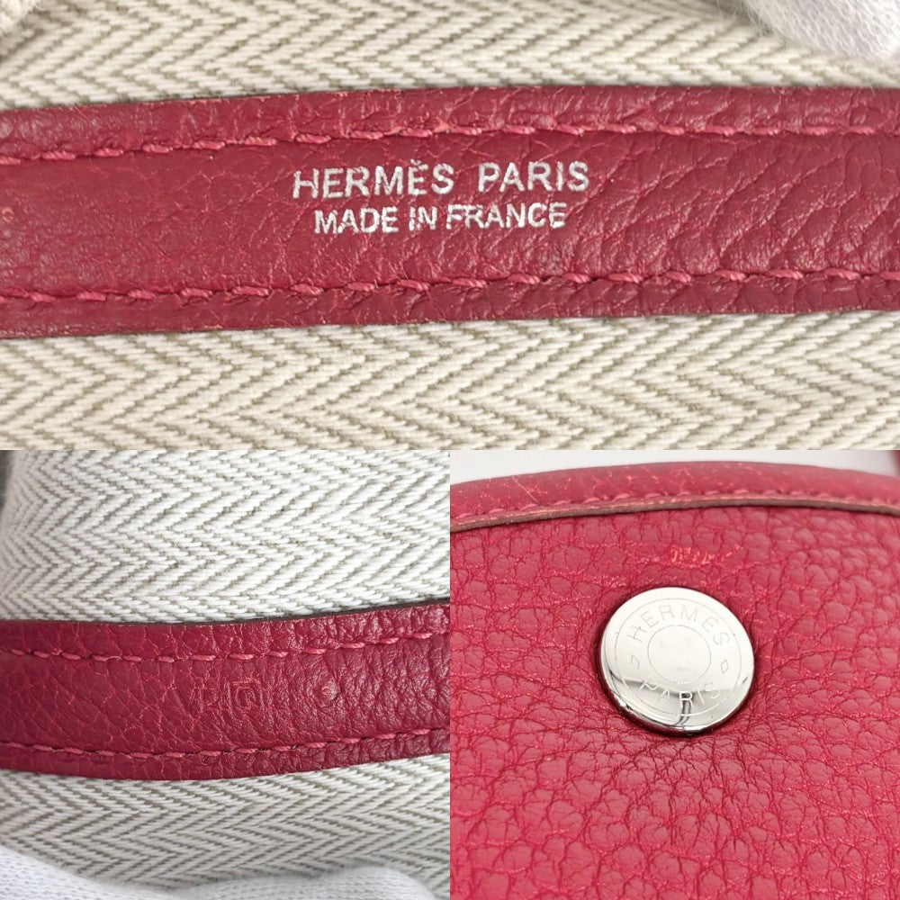 HERMES エルメス ハンドバッグ ガーデンパーティPM トートバッグ かばん 鞄 □Q刻印 レザー レッド 赤 シルバー金具 レディース 2013年【中古品】