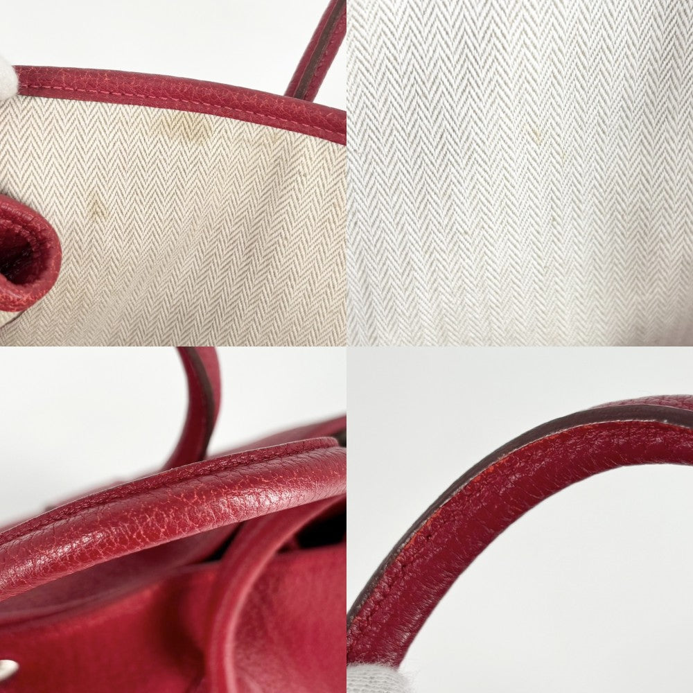HERMES エルメス ハンドバッグ ガーデンパーティPM トートバッグ かばん 鞄 □Q刻印 レザー レッド 赤 シルバー金具 レディース 2013年【中古品】