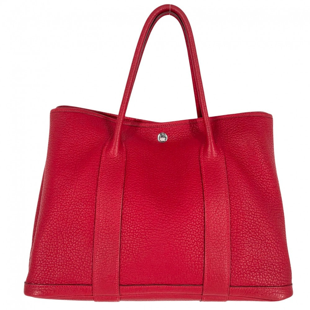 HERMES エルメス ハンドバッグ ガーデンパーティPM トートバッグ かばん 鞄 □Q刻印 レザー レッド 赤 シルバー金具 レディース 2013年【中古品】