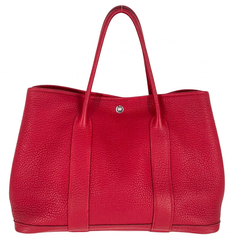 HERMES エルメス ハンドバッグ ガーデンパーティPM トートバッグ かばん 鞄 □Q刻印 レザー レッド 赤 シルバー金具 レディース 2013年【中古品】
