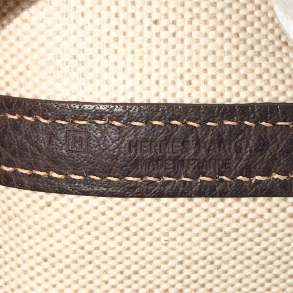 HERMES エルメス ハンドバッグ ガーデンパーティPM トートバッグ □H刻印 キャンバス レザー ベージュ ブラウン 茶 シルバー金具 レディース 2004年【中古品】