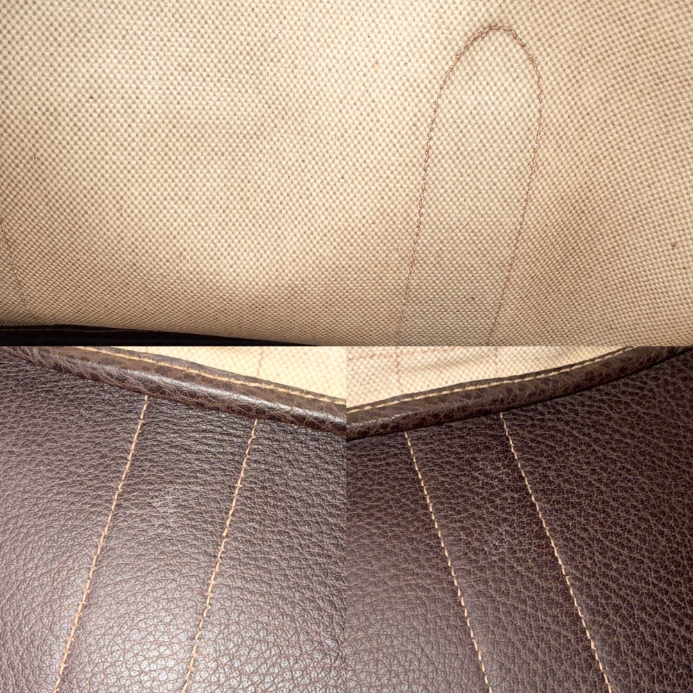 HERMES エルメス ハンドバッグ ガーデンパーティPM トートバッグ □H刻印 キャンバス レザー ベージュ ブラウン 茶 シルバー金具 レディース 2004年【中古品】