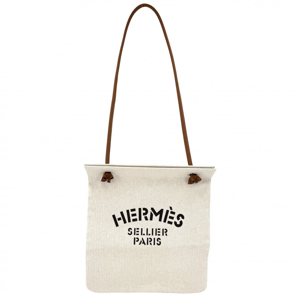 HERMES エルメス トートバッグ アリーヌMM ハンドバッグ K刻印 トワルシェブロン レザー ベージュ ブラウン 茶 シルバー金具 レディース 2025年【中古品】