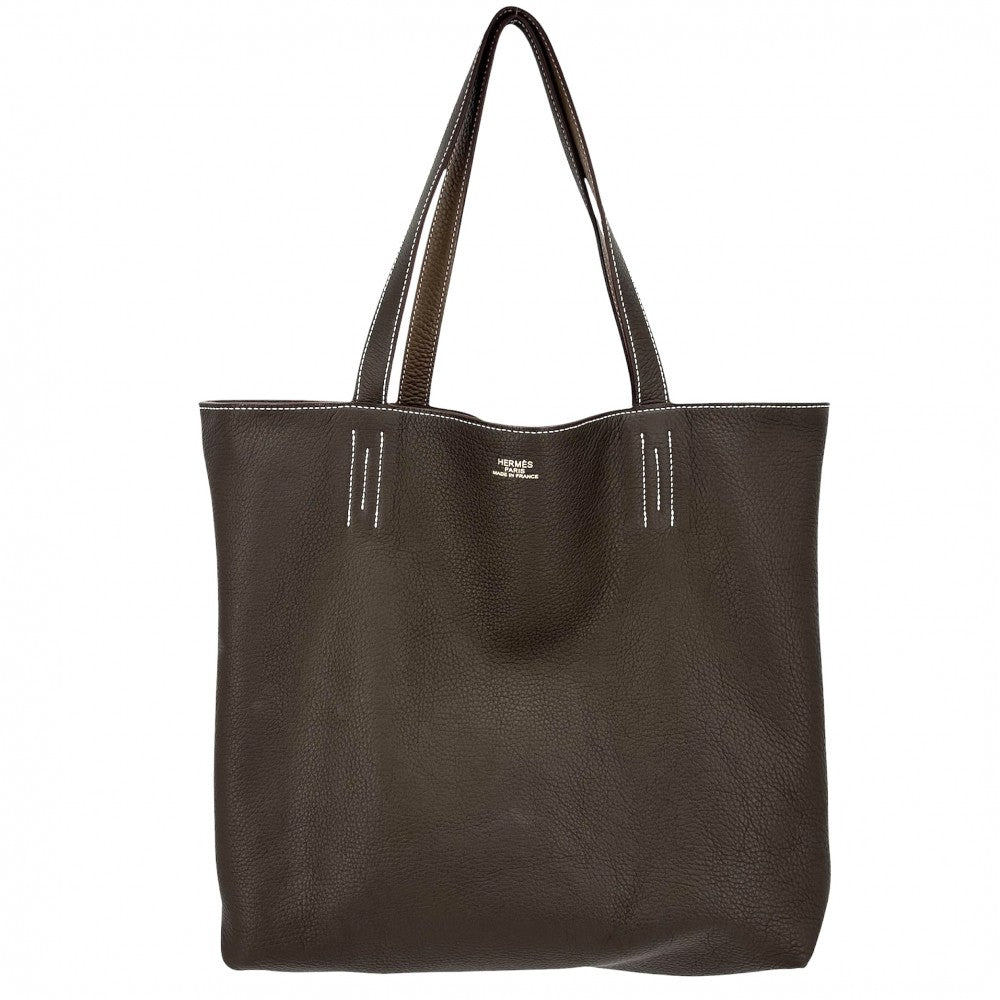 HERMES エルメス トートバッグ ドゥブルセンス45 リバーシブル ハンドバッグ Double Sens □JO刻印 レザー ブラウン 茶 レディース 2011年【中古品】