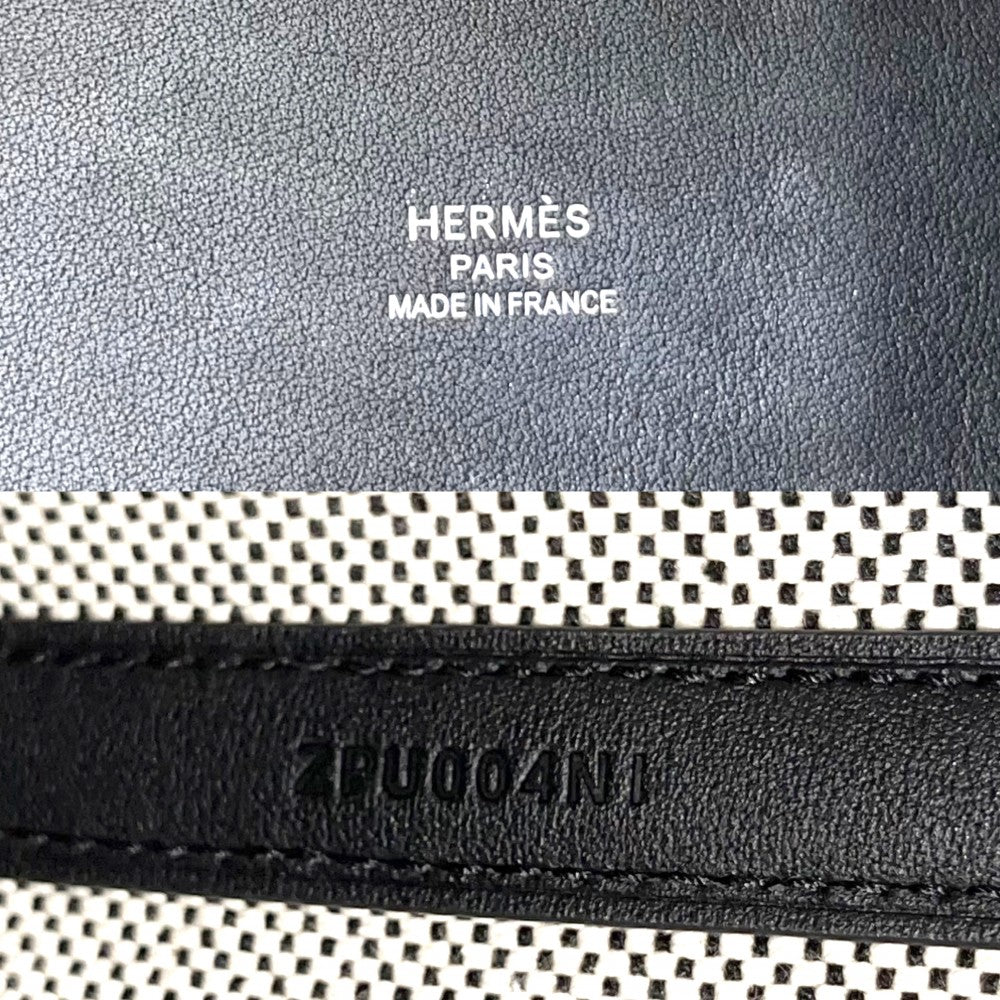 HERMES エルメス 2WAY H アン ビエ 27 ハンドバッグ ショルダーバッグ メンズ レディース Z刻印 キャンバス レザー ベージュ ブラック 黒 ユニセックス 2021年【中古品】