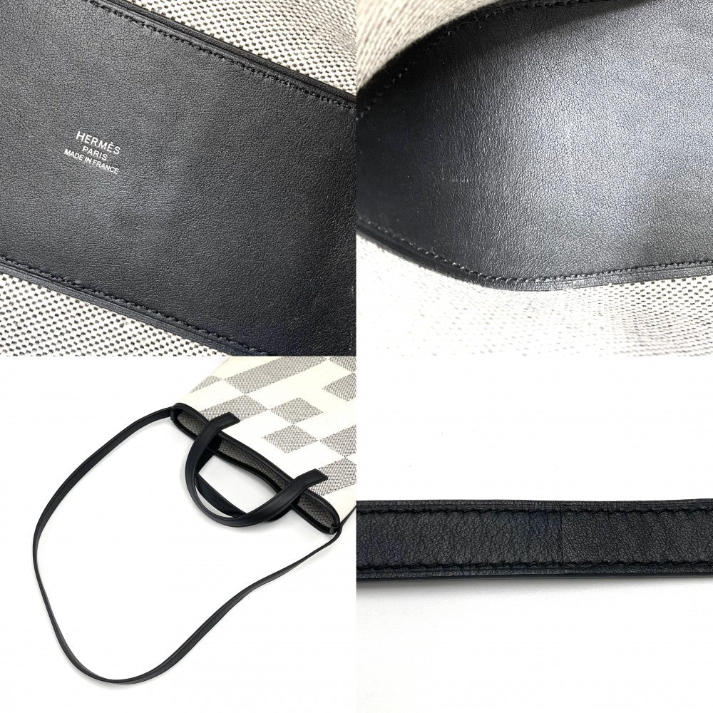 HERMES エルメス 2WAY H アン ビエ 27 ハンドバッグ ショルダーバッグ メンズ レディース Z刻印 キャンバス レザー ベージュ ブラック 黒 ユニセックス 2021年【中古品】