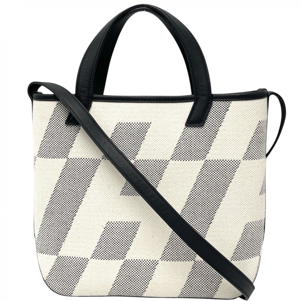 HERMES エルメス 2WAY H アン ビエ 27 ハンドバッグ ショルダーバッグ メンズ レディース Z刻印 キャンバス レザー ベージュ ブラック 黒 ユニセックス 2021年【中古品】