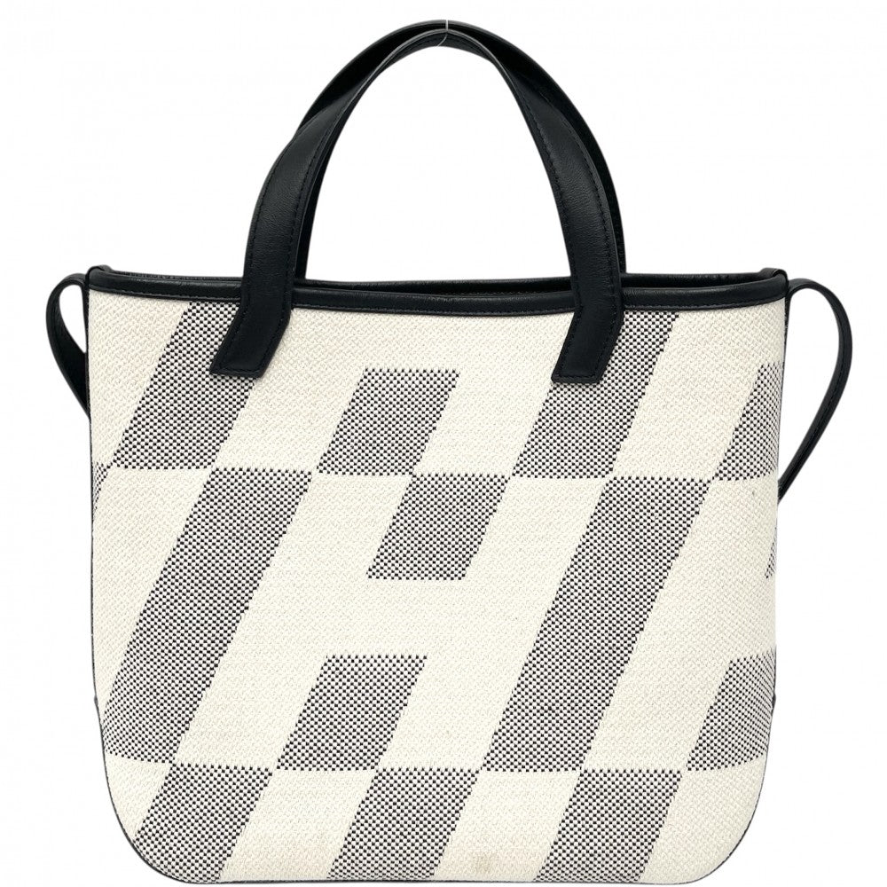 HERMES エルメス 2WAY H アン ビエ 27 ハンドバッグ ショルダーバッグ メンズ レディース Z刻印 キャンバス レザー ベージュ ブラック 黒 ユニセックス 2021年【中古品】
