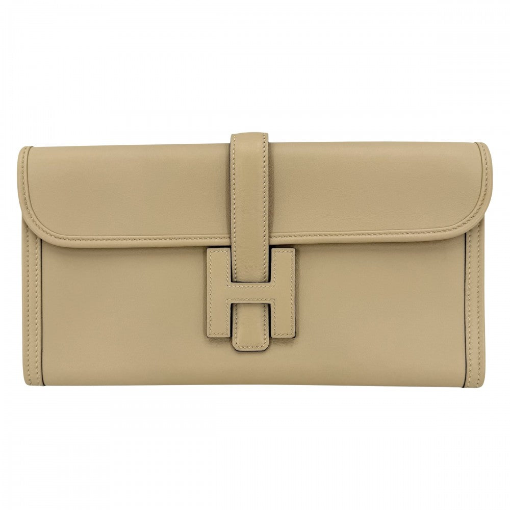HERMES エルメス クラッチバッグ ジジェエラン29 セカンドバッグ メンズ レディース X刻印 レザー ベージュ ユニセックス 2016年【中古品】