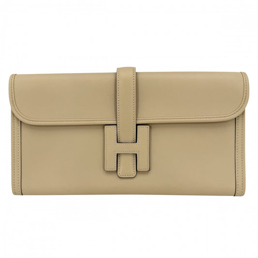 HERMES エルメス クラッチバッグ ジジェエラン29 セカンドバッグ メンズ レディース X刻印 レザー ベージュ ユニセックス 2016年【中古品】