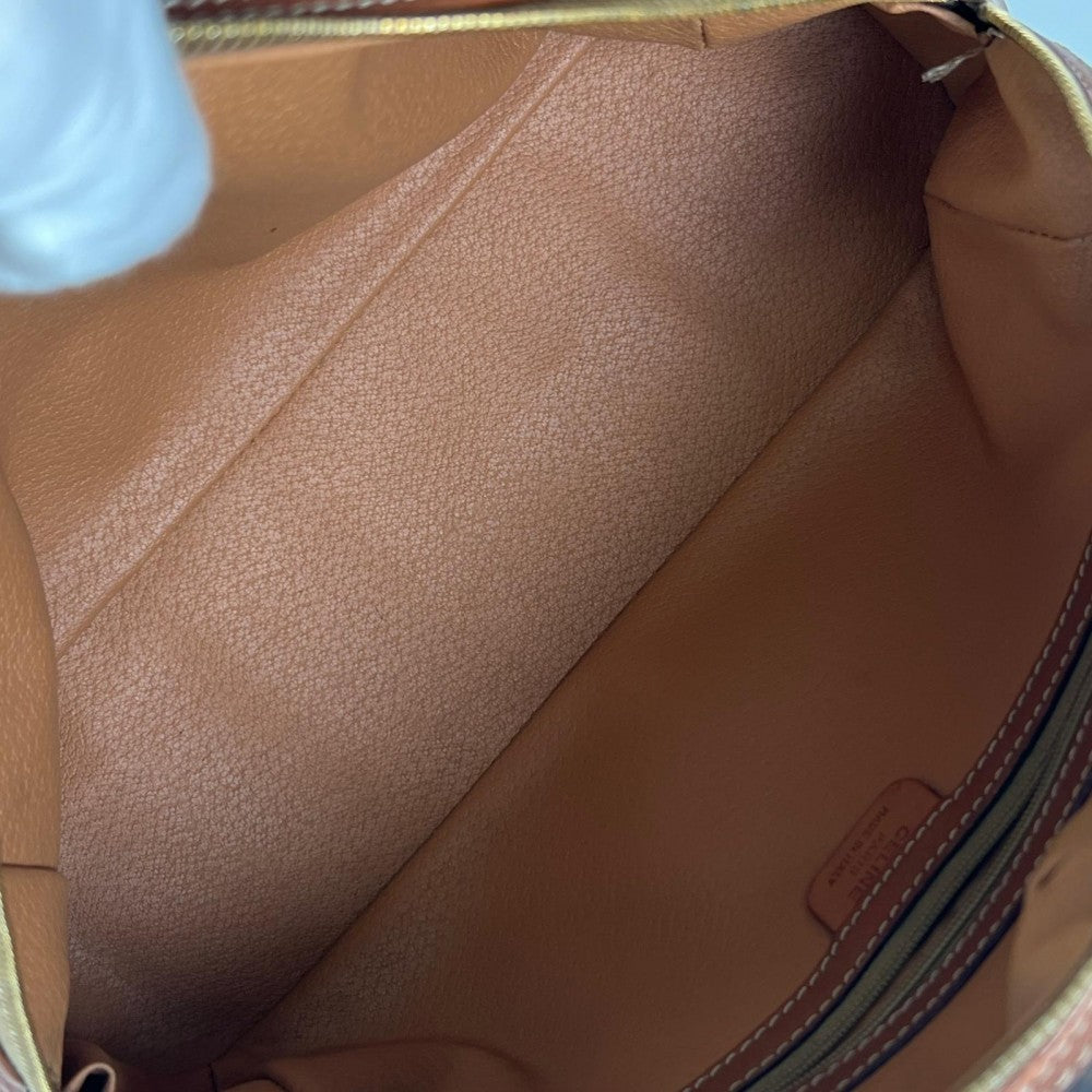 CELINE セリーヌ ショルダーバッグ ﾏｶﾀﾞﾑ レザー ブラウン 茶 ゴールド金具 レディース【中古品】