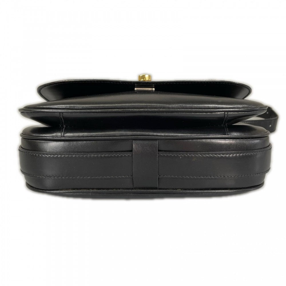 CELINE セリーヌ ショルダーバッグ オールドセリーヌ レザー ブラック 黒 ゴールド金具 レディース【中古品】