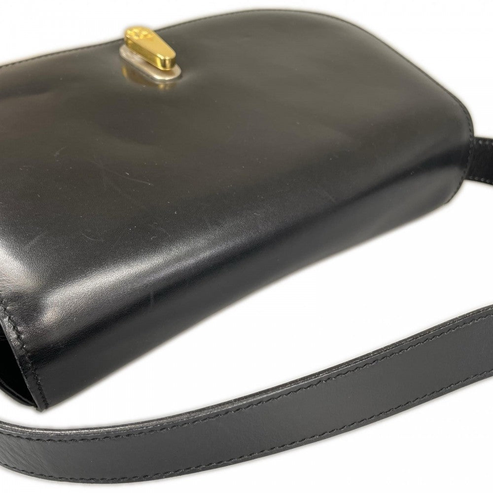 CELINE セリーヌ ショルダーバッグ オールドセリーヌ レザー ブラック 黒 ゴールド金具 レディース【中古品】