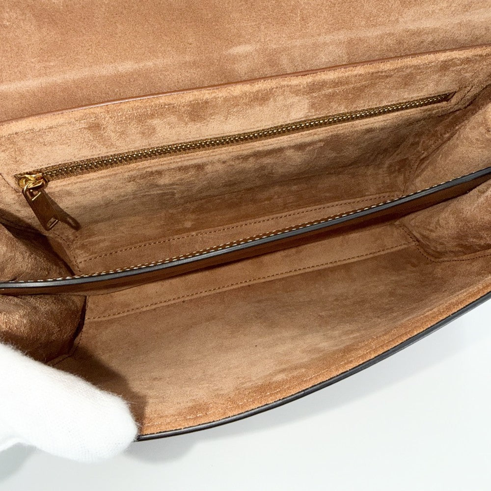 【開店SALE】 CELINE セリーヌ ショルダーバッグ 16 ソフト ティーン セーズ タン レザー ブラウン 茶 ゴールド金具 レディース【中古品】