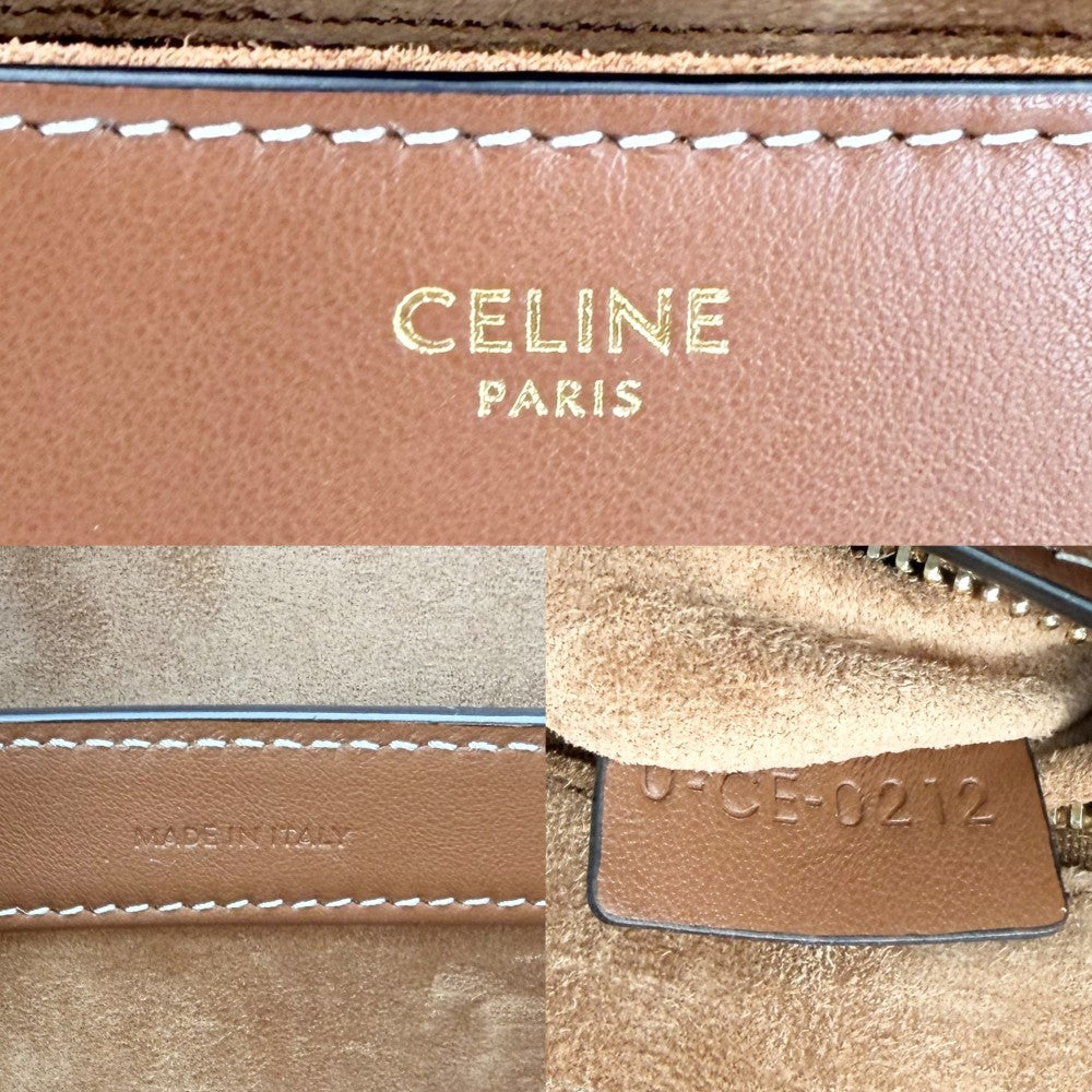 【開店SALE】 CELINE セリーヌ ショルダーバッグ 16 ソフト ティーン セーズ タン レザー ブラウン 茶 ゴールド金具 レディース【中古品】
