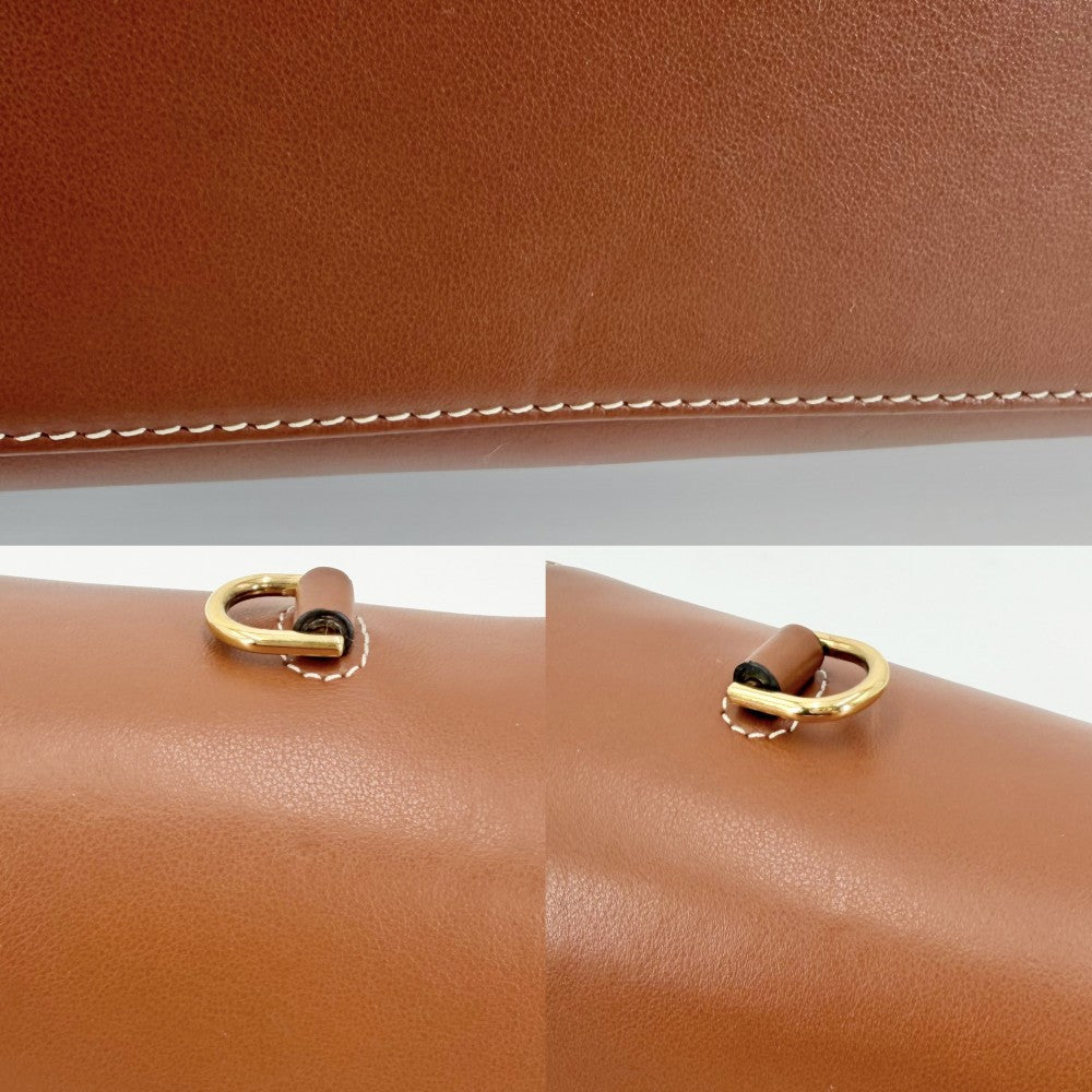 【開店SALE】 CELINE セリーヌ ショルダーバッグ 16 ソフト ティーン セーズ タン レザー ブラウン 茶 ゴールド金具 レディース【中古品】