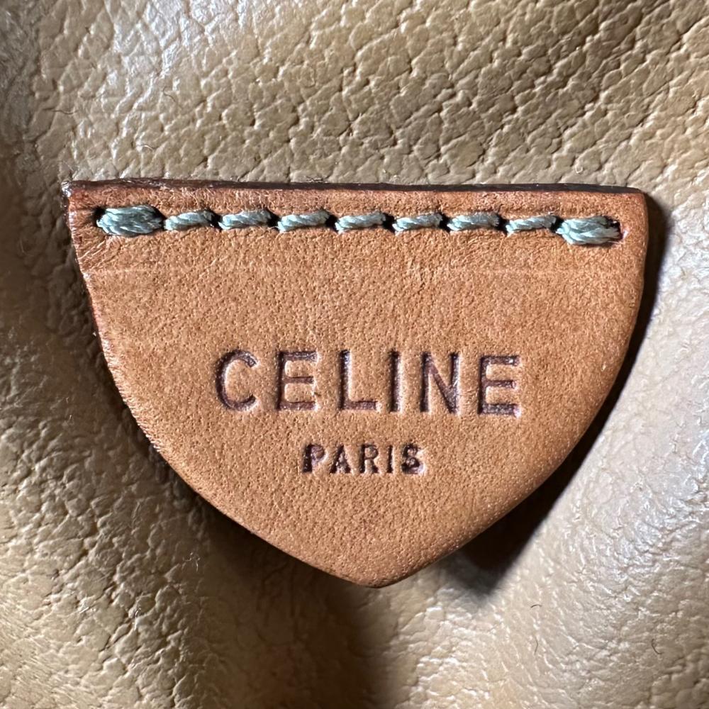 CELINE セリーヌ ショルダーバッグ マカダム ヴィンテージ M12 PVCコーティングキャンバス レザー ブラウン 茶 ゴールド金具 レディース【中古品】