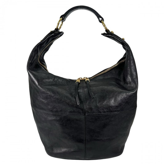 CELINE セリーヌ ショルダーバッグ オールドセリーヌ ホーボー ワンショルダー カーフ ブラック 黒 ゴールド金具 レディース【中古品】