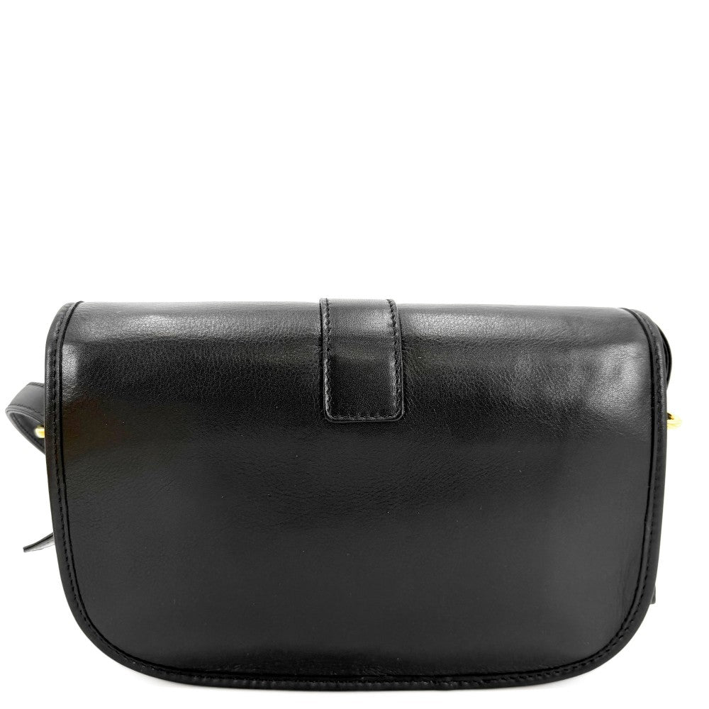 CELINE セリーヌ ショルダーバッグ ポシェット レザー ブラック 黒 ゴールド金具 レディース【中古品】