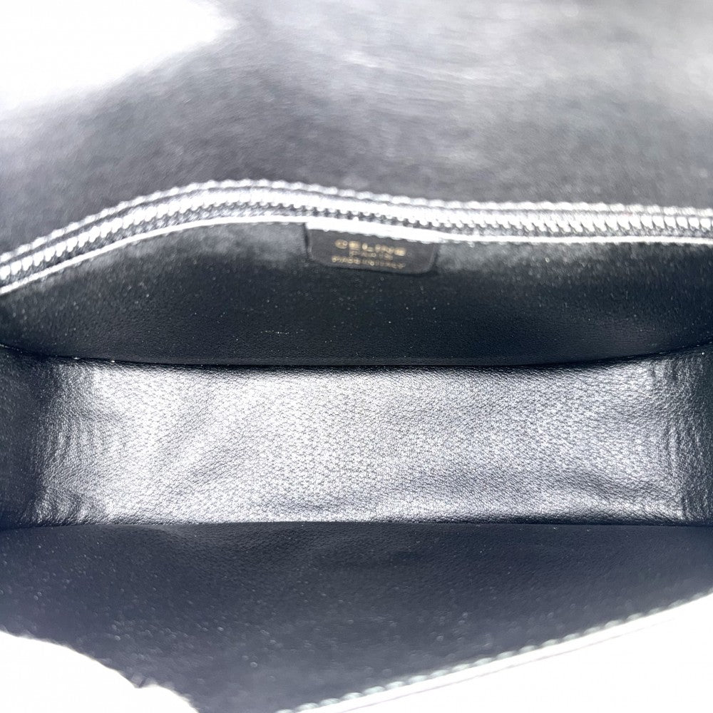 CELINE セリーヌ ショルダーバッグ ポシェット レザー ブラック 黒 ゴールド金具 レディース【中古品】