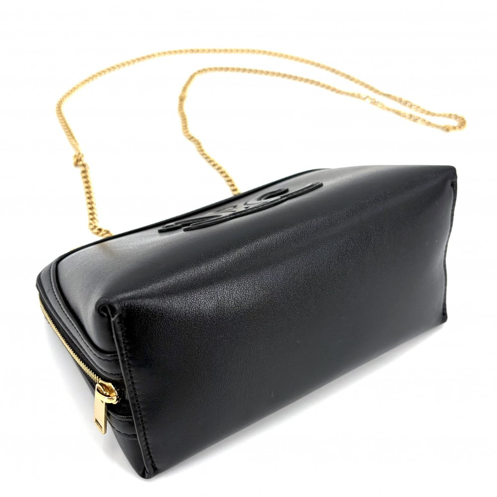 CELINE セリーヌ ショルダーバッグ ポシェット キュイルトリオンフ レザー ブラック 黒 ゴールド金具 レディース【中古品】