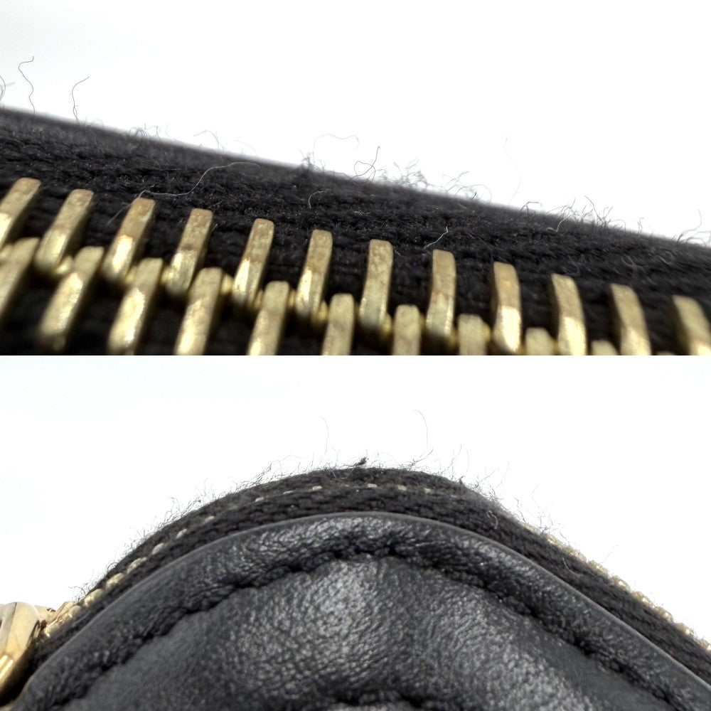 CELINE セリーヌ ショルダーバッグ ポシェット キュイルトリオンフ レザー ブラック 黒 ゴールド金具 レディース【中古品】
