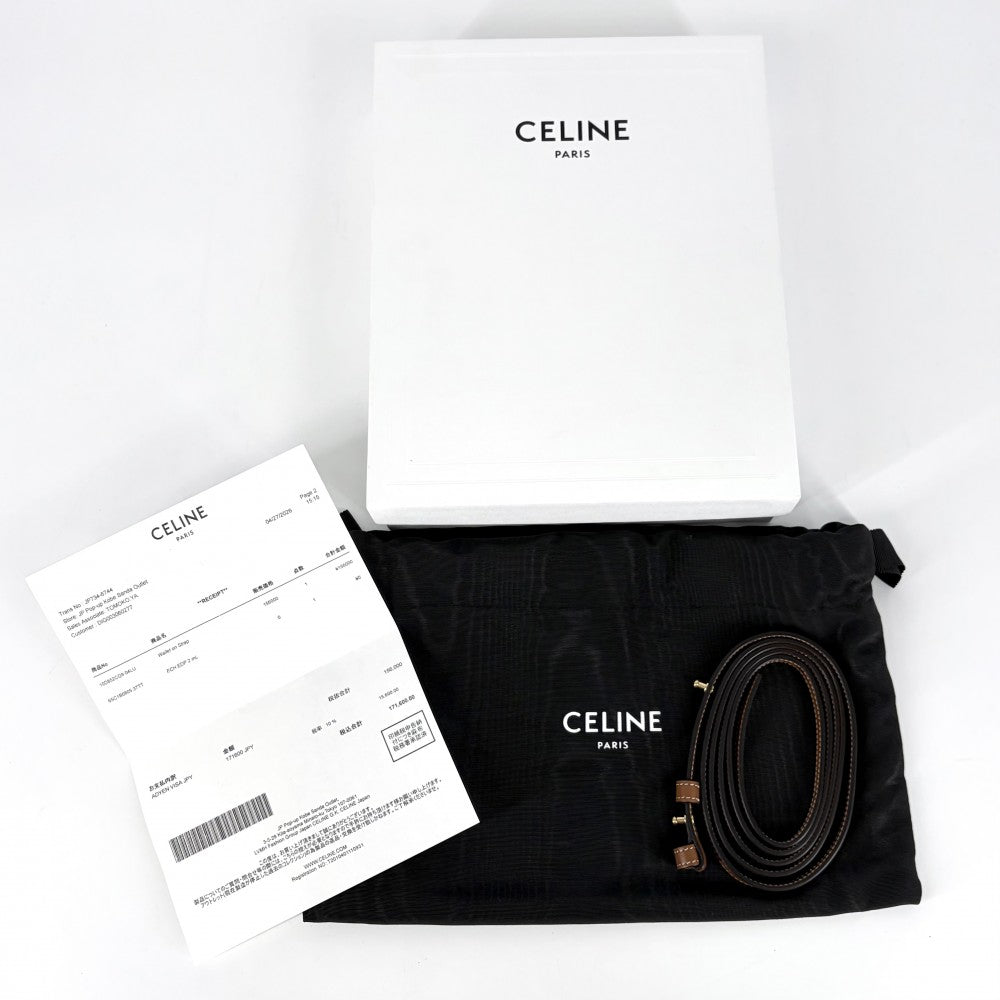 CELINE セリーヌ ショルダーバッグ トリオンフ 財布 セカンドバッグ ショルダーウォレット 2WAY 10D852CG9.04LU PVCコーティングキャンバス レザー ブラウン 茶 ゴールド金具 レディース【中古品】