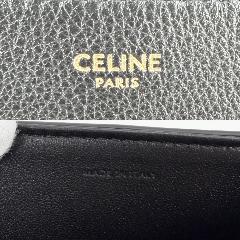 CELINE セリーヌ ショルダーバッグ ミニヴィクトワール ミニバッグ トリオンフ レザー ブラック 黒 ゴールド金具 レディース【中古品】