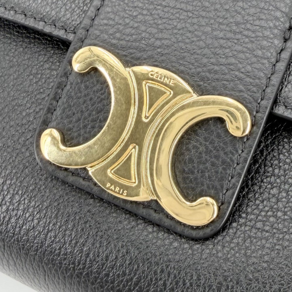 CELINE セリーヌ ショルダーバッグ ミニヴィクトワール ミニバッグ トリオンフ レザー ブラック 黒 ゴールド金具 レディース【中古品】