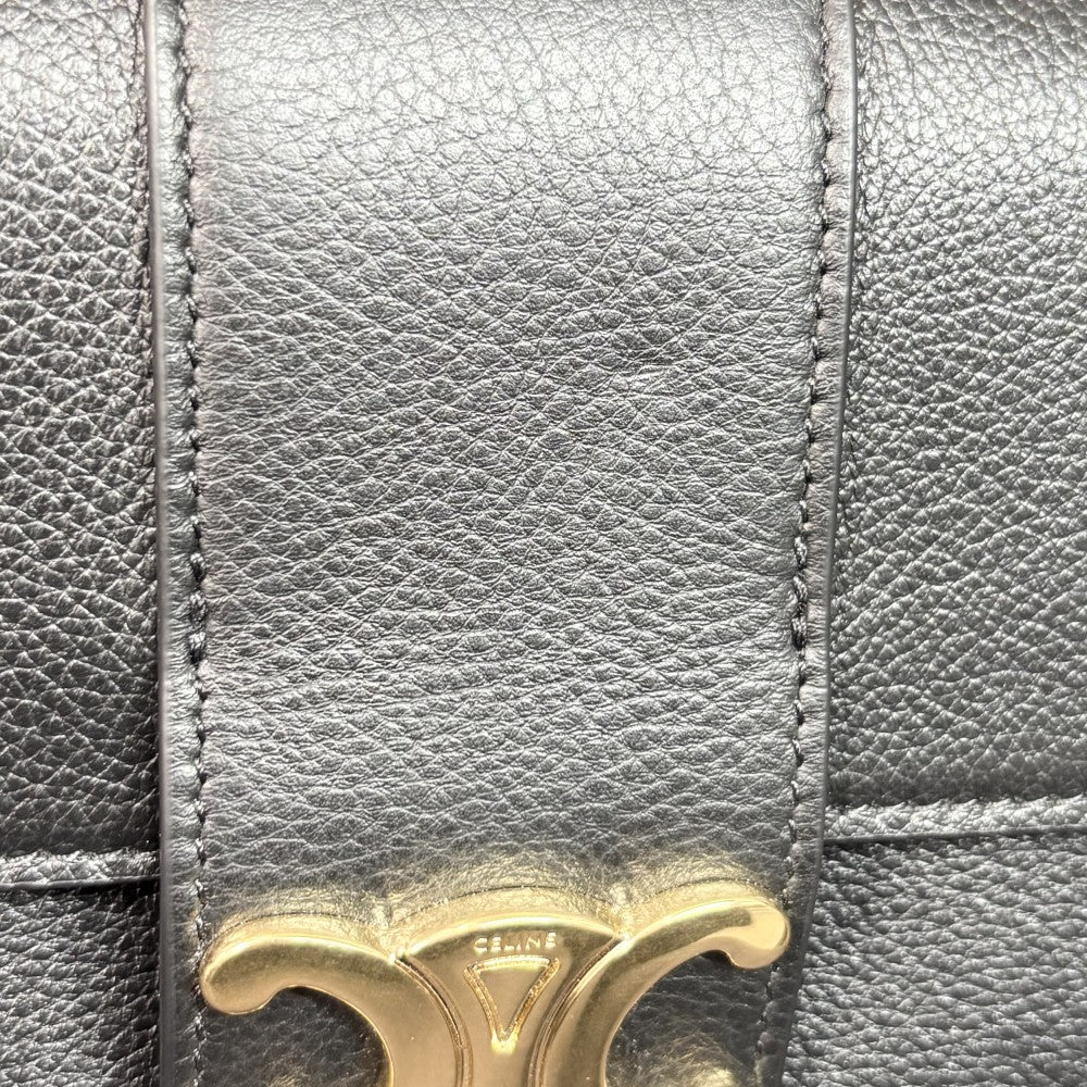 CELINE セリーヌ ショルダーバッグ ミニヴィクトワール ミニバッグ トリオンフ レザー ブラック 黒 ゴールド金具 レディース【中古品】
