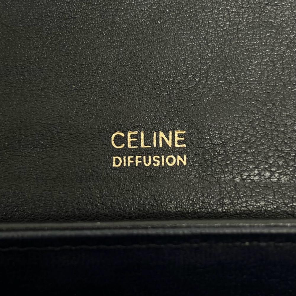 CELINE セリーヌ ショルダーバッグ キルティング トリオンフ レザー ブラック 黒 ゴールド金具 レディース【中古品】