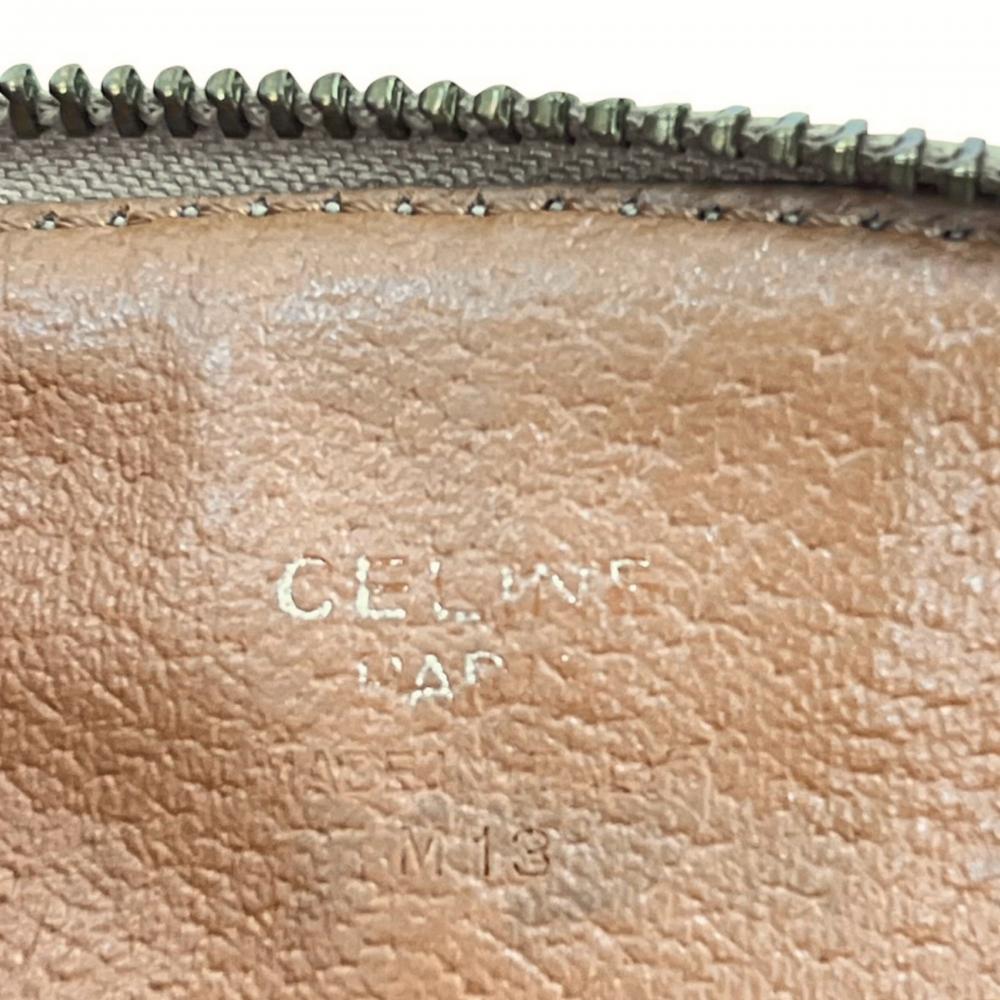 CELINE セリーヌ ショルダーバッグ マカダム チェーンショルダー ミニマル PVCコーティングキャンバス レザー ブラウン 茶 ゴールド金具 レディース【中古品】