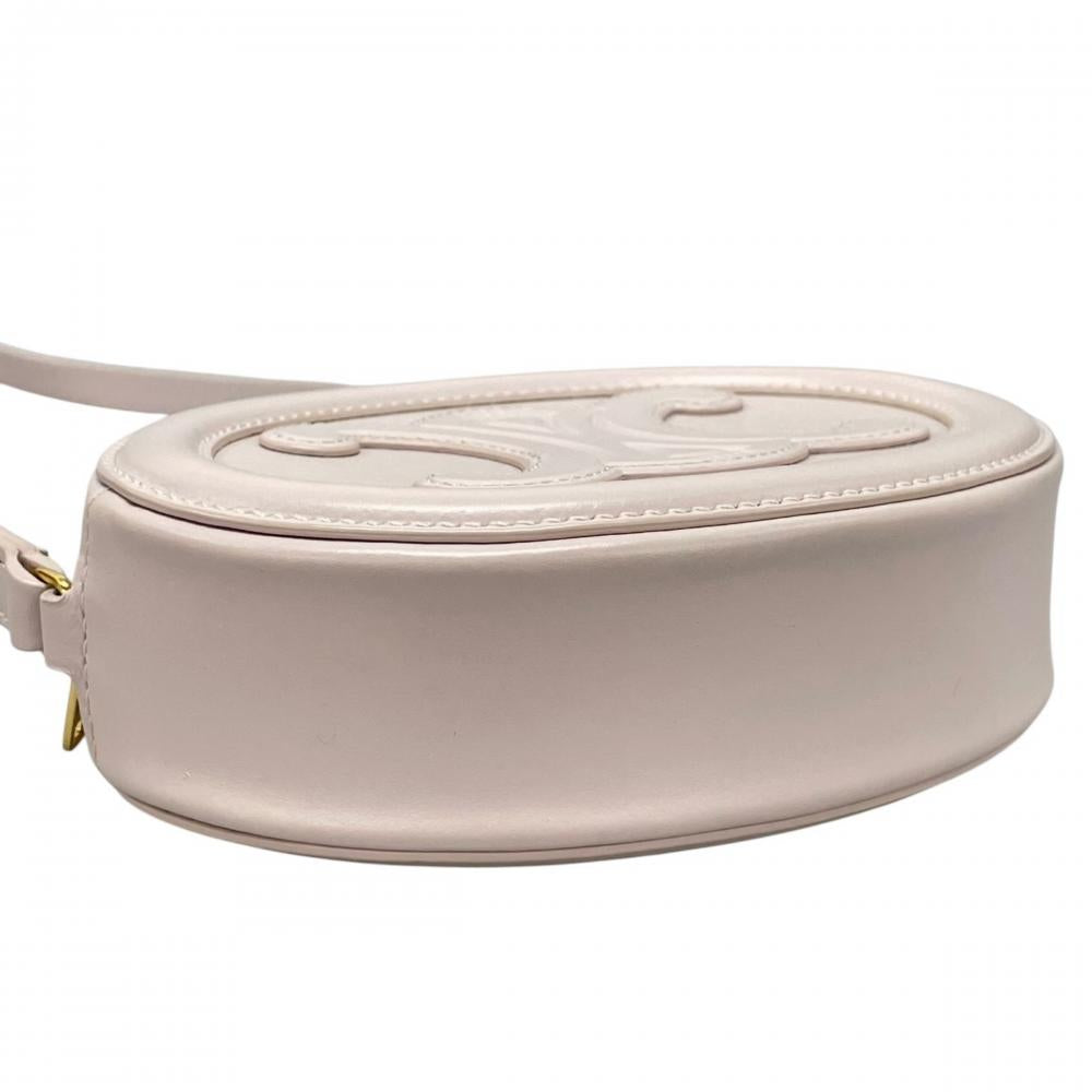 CELINE セリーヌ ショルダーバッグ キュイル トリオンフ オーバルパース ロゴバッグ 10I703DPQ レザー ピンク ゴールド金具 レディース【中古品】